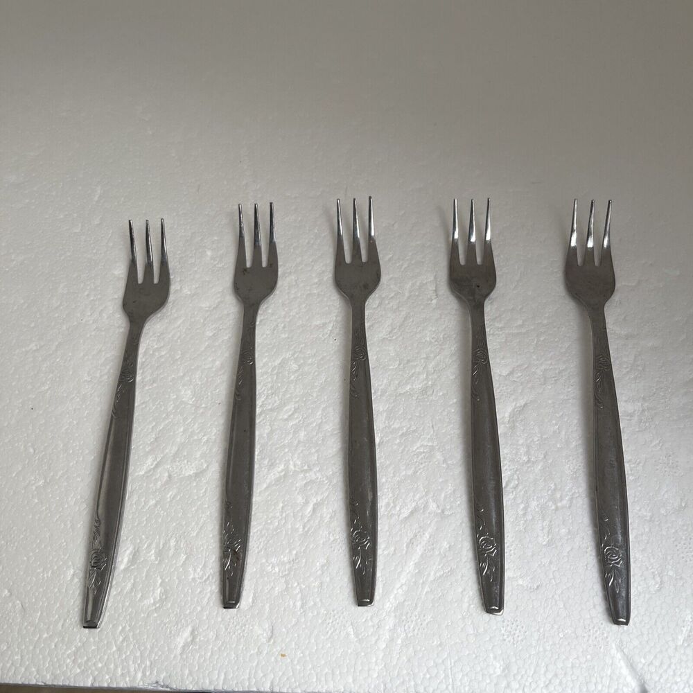 Vintage IIC Imperial stainless Cocktail Fork Young Rose set of 5